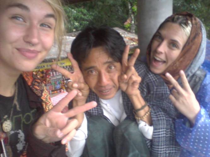 Three friends take a selfie