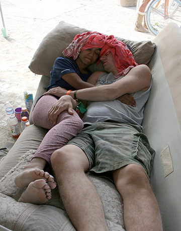 2 people lay dehydrated at burning man to recover