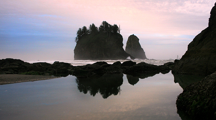 reflection of island in water